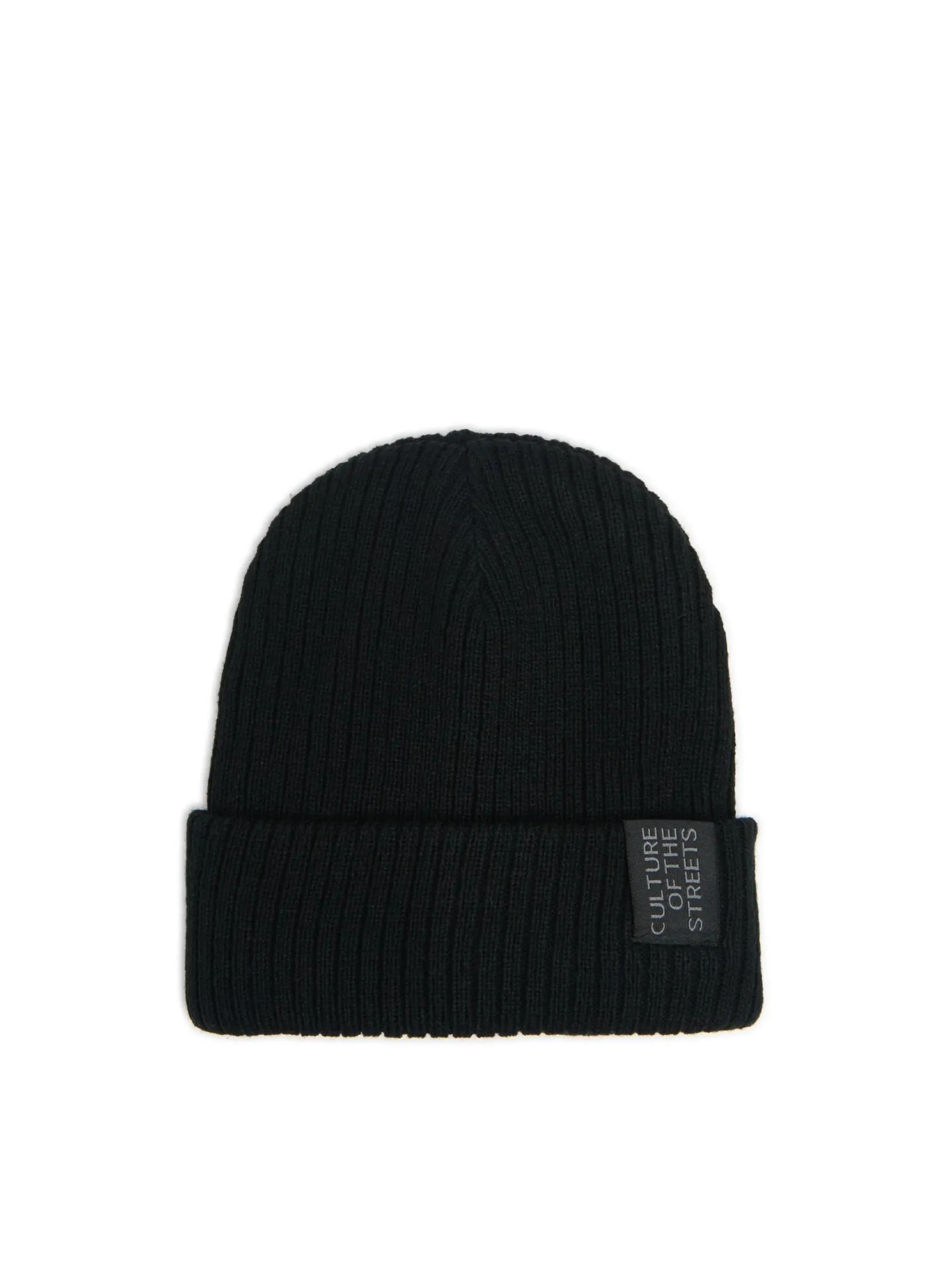 Best Czarna czapka beanie z naszywką Czapki