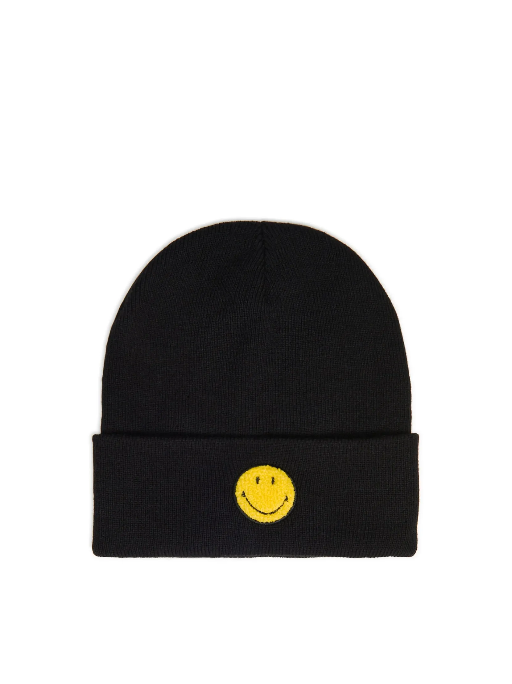 Clearance Czarna czapka beanie z naszywką Smiley® Czapki