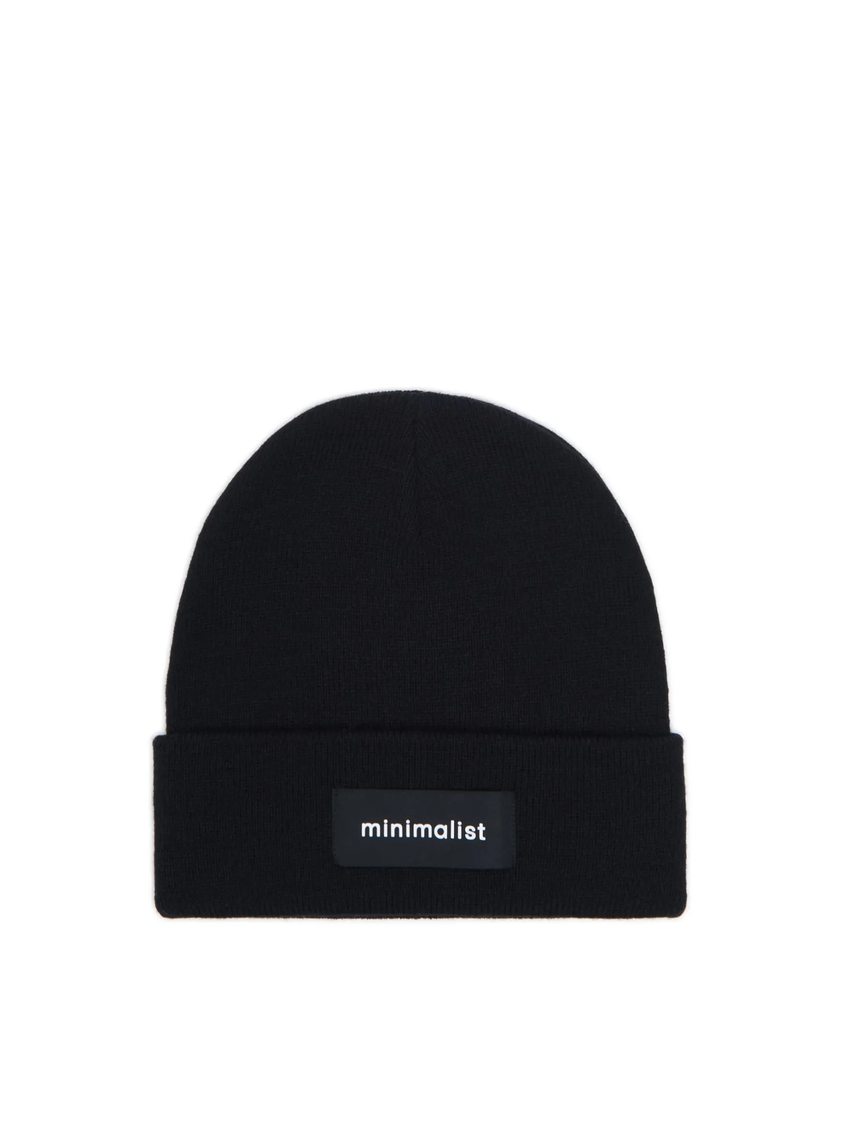 Outlet Czarna czapka beanie z naszywką Czapki