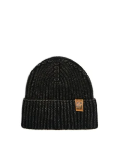 Discount Czarna czapka beanie z naszywką Czapki
