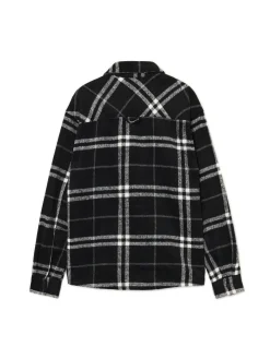 Discount Czarna flanelowa koszula z domieszką wełny Koszule