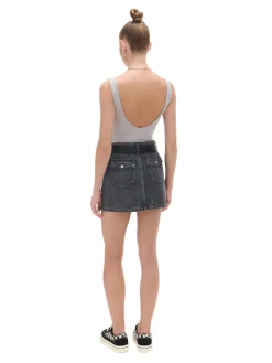 Clearance Czarna jeansowa spódnica mini Spódnice|Sety