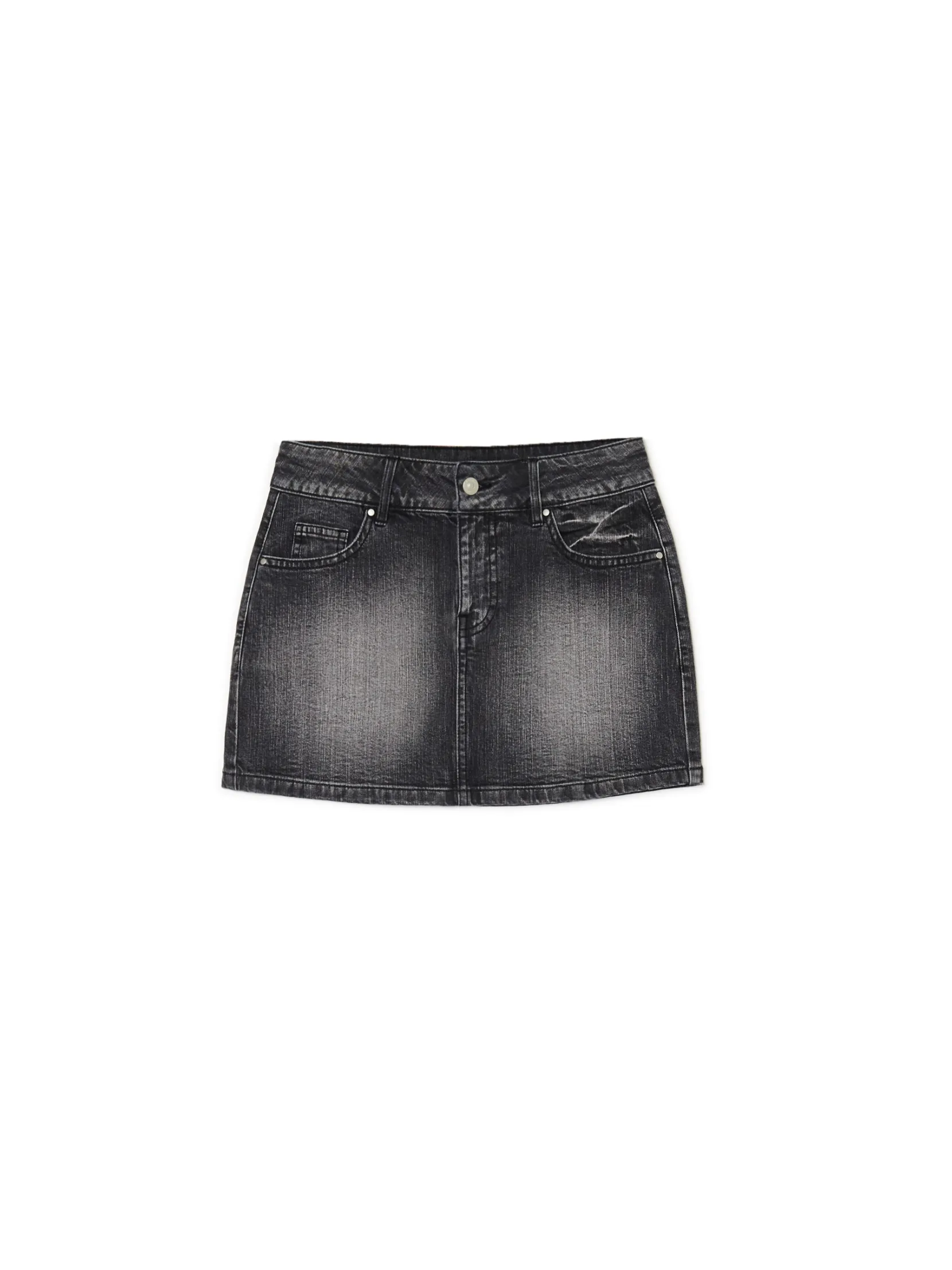 Clearance Czarna jeansowa spódnica mini Spódnice|Sety