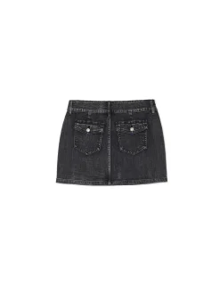 Clearance Czarna jeansowa spódnica mini Spódnice|Sety