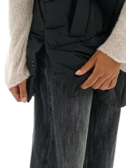 Sale Czarna kamizelka puffer z kapturem Kurtki, Płaszcze