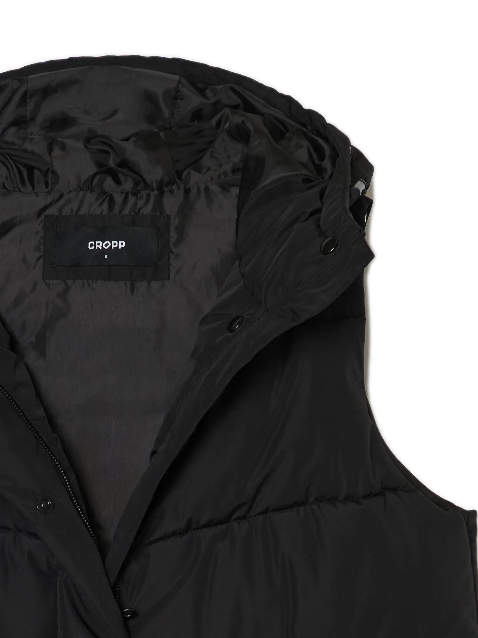 Sale Czarna kamizelka puffer z kapturem Kurtki, Płaszcze