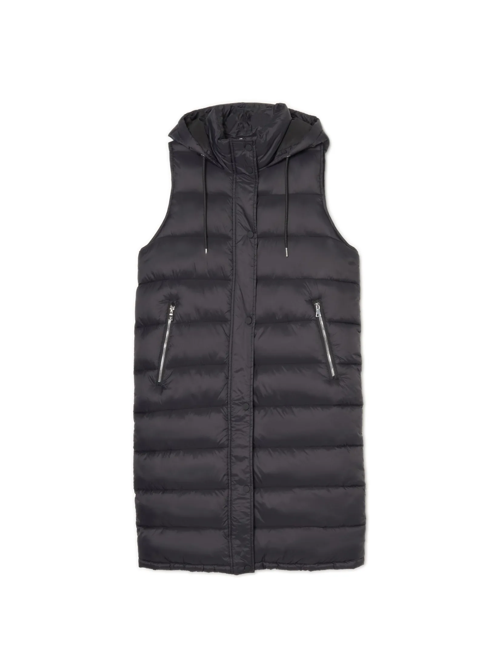 Discount Czarna kamizelka puffer z kapturem Kurtki, Płaszcze
