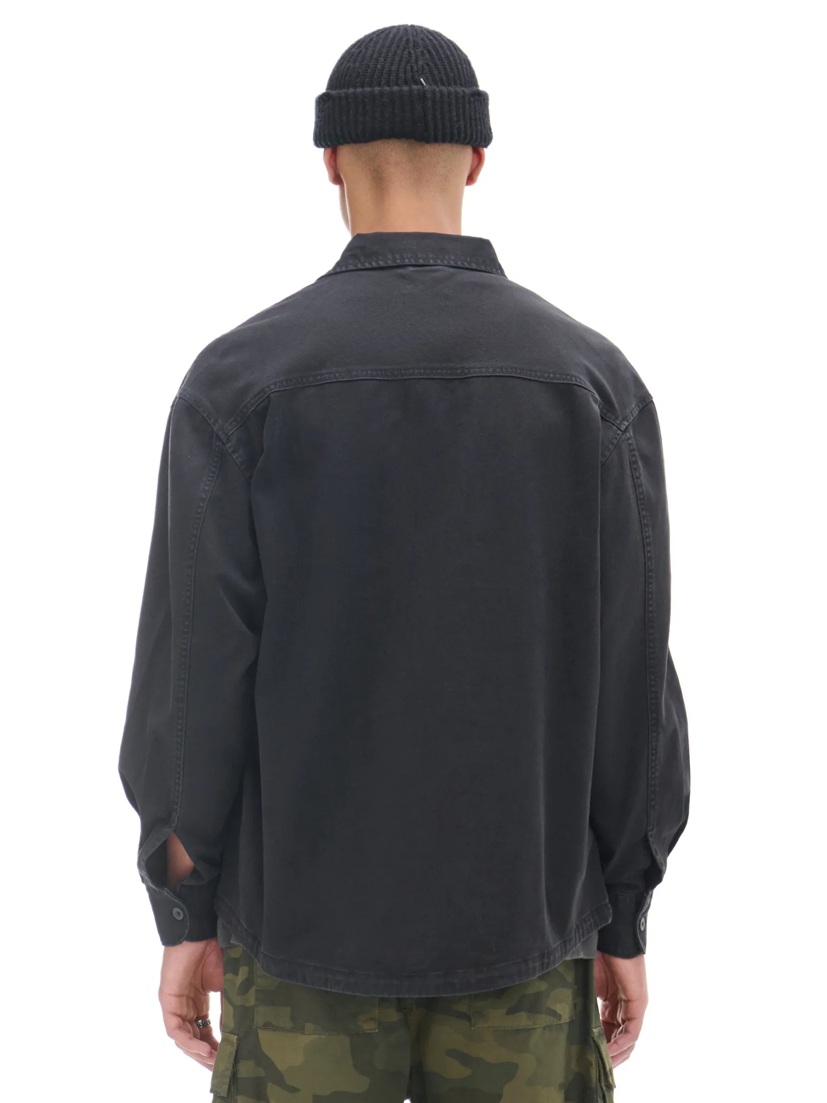 Clearance Czarna koszula z kieszeniami Denim|Koszule