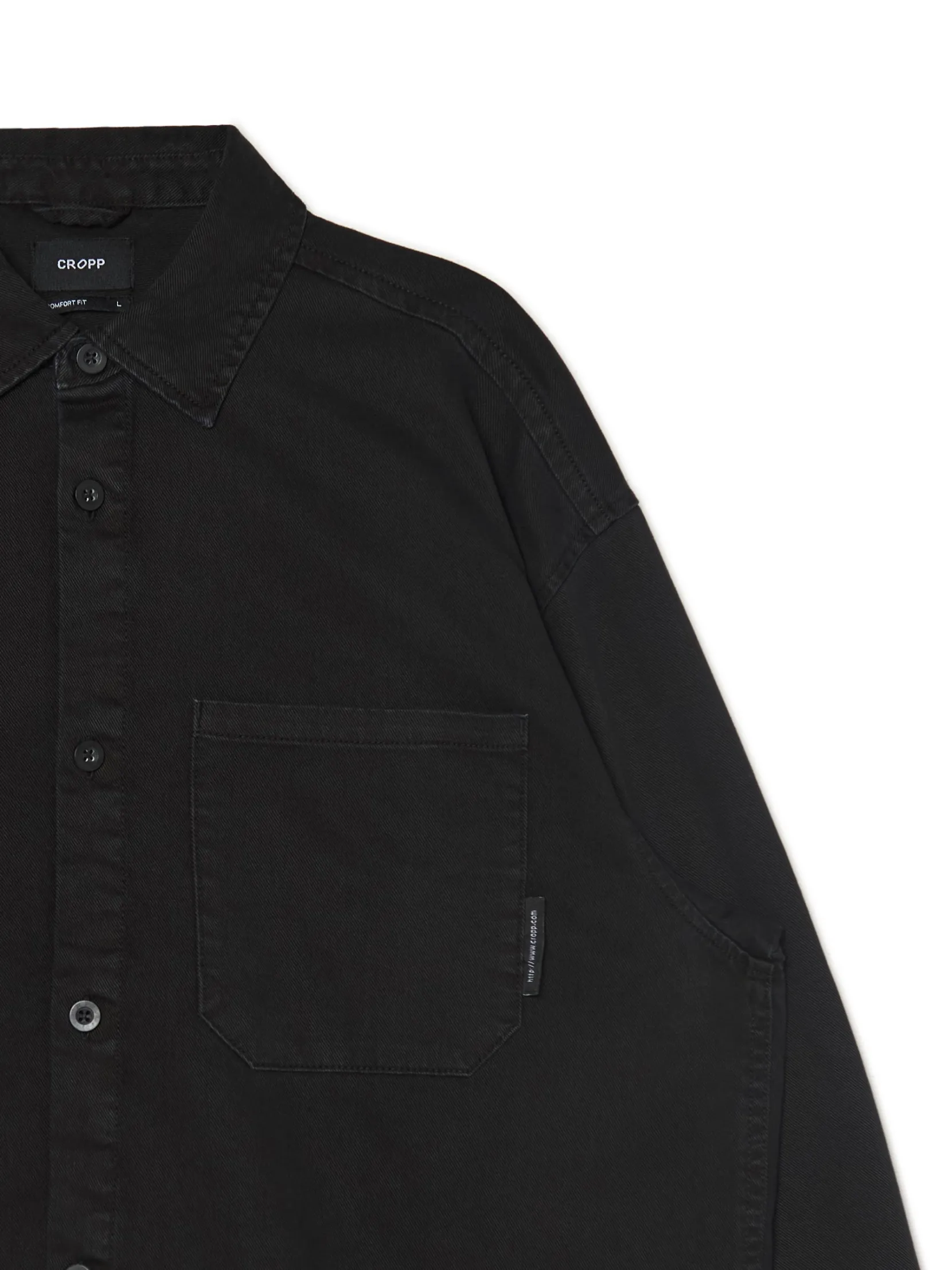 Clearance Czarna koszula z kieszeniami Denim|Koszule