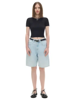Outlet Czarna koszulka slim Koszulki, Topy