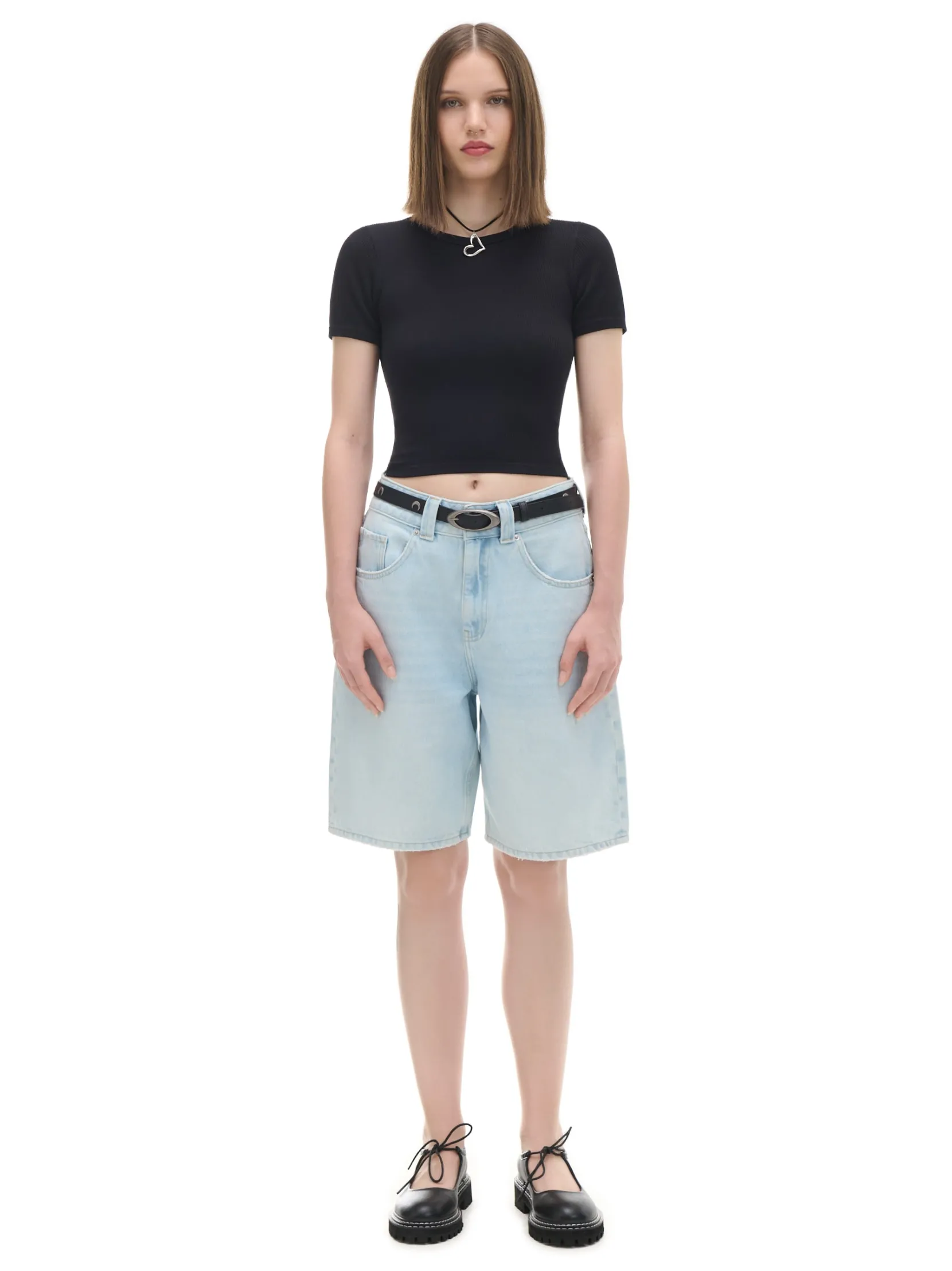 Outlet Czarna koszulka slim Koszulki, Topy