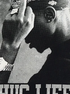 Fashion Czarna koszulka z nadrukiem Tupac Shakur Koszulki