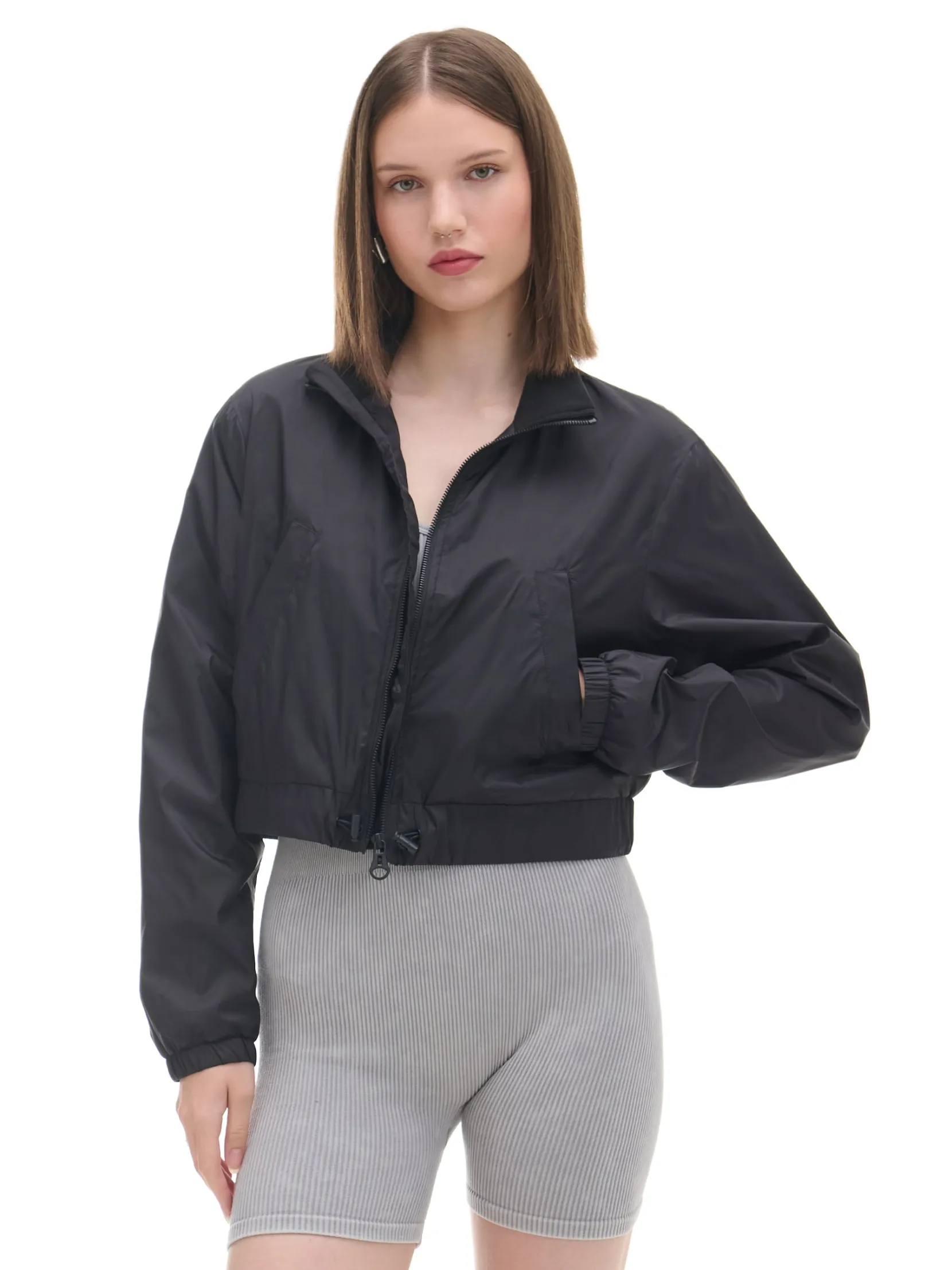 Outlet Czarna kurtka bomber Kurtki, Płaszcze