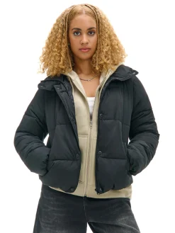 Fashion Czarna kurtka puffer Kurtki, Płaszcze