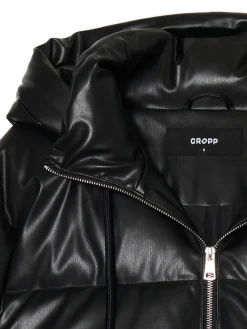 Outlet Czarna kurtka puffer z kapturem Kurtki, Płaszcze