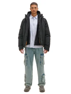 Clearance Czarna kurtka puffer z kapturem Kurtki Zimowe|Kurtki, Płaszcze