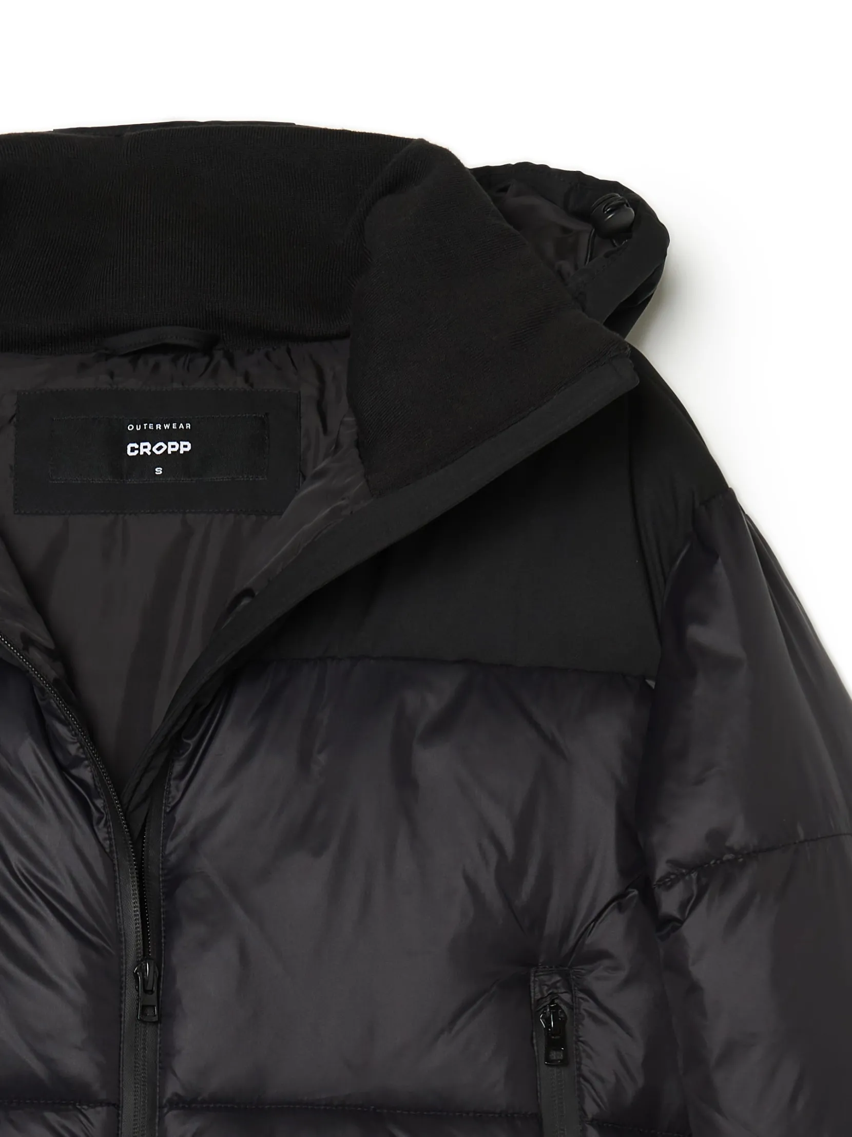 Sale Czarna kurtka puffer z kapturem Kurtki, Płaszcze