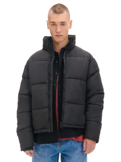 New Czarna kurtka puffer ze stójką Kurtki Zimowe|Kurtki, Płaszcze