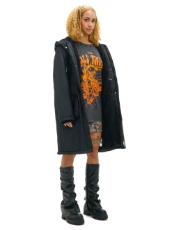 Discount Czarna parka z kapturem Kurtki, Płaszcze|Kożuszki, Futerka