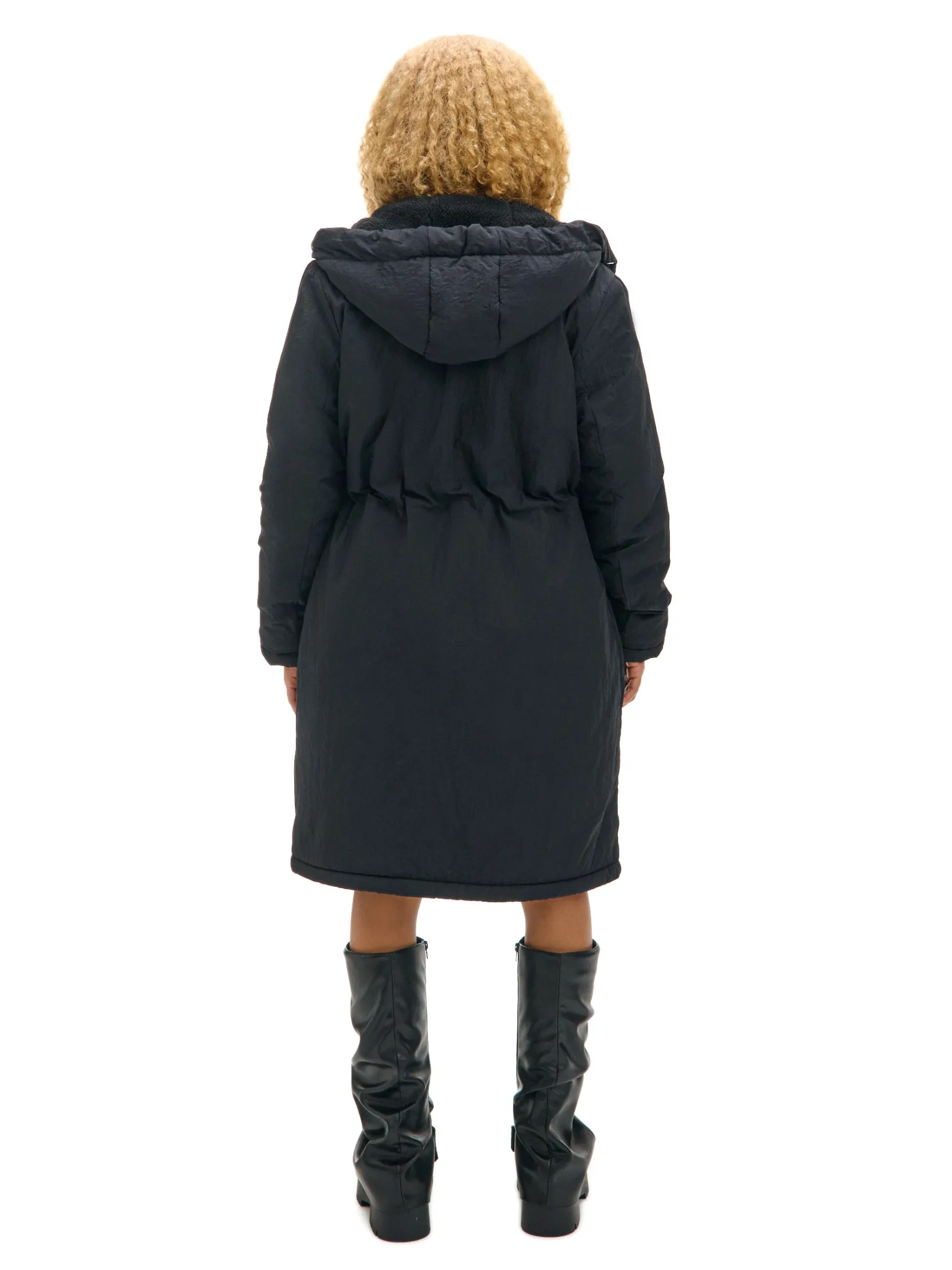 Discount Czarna parka z kapturem Kurtki, Płaszcze|Kożuszki, Futerka
