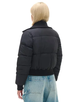 Clearance Czarna pikowana kurtka bomber Kurtki, Płaszcze