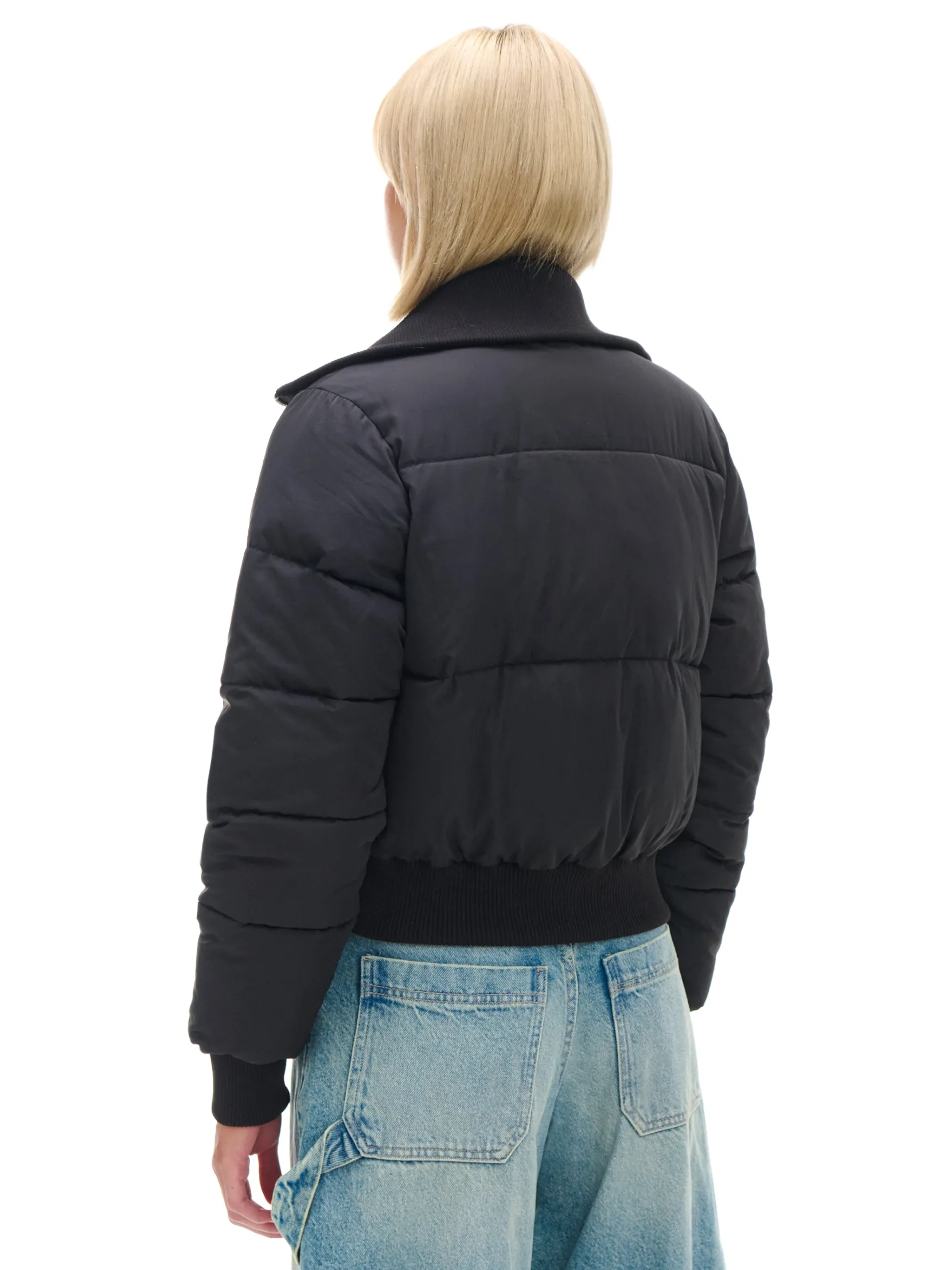 Clearance Czarna pikowana kurtka bomber Kurtki, Płaszcze