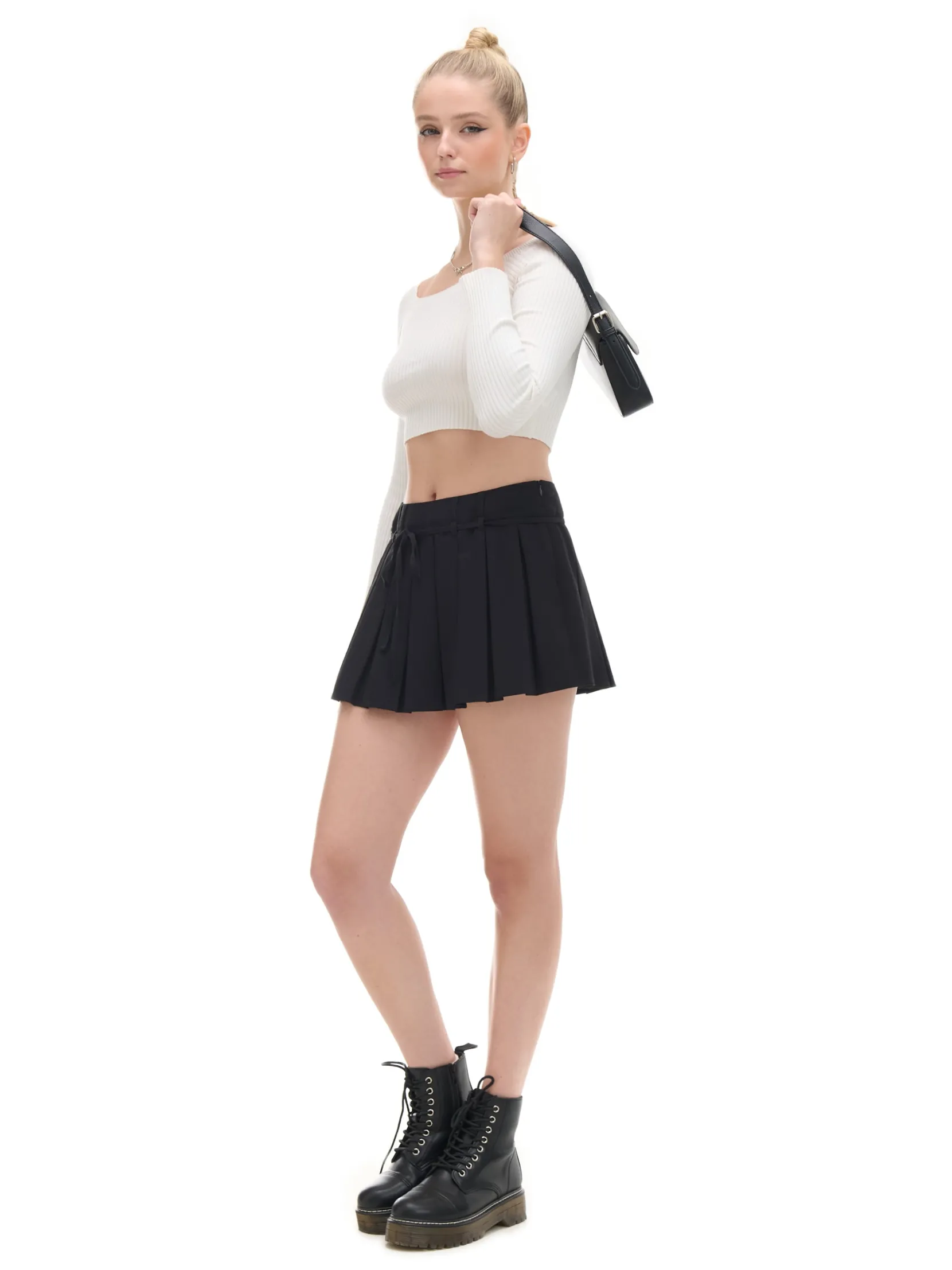 Hot Czarna plisowana spódnica mini Spódnice