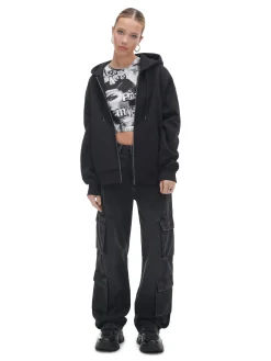 Sale Czarna rozpinana bluza oversize Bluzy