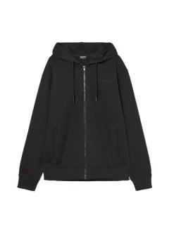 Outlet Czarna rozpinana bluza z kapturem Bluzy|Sety