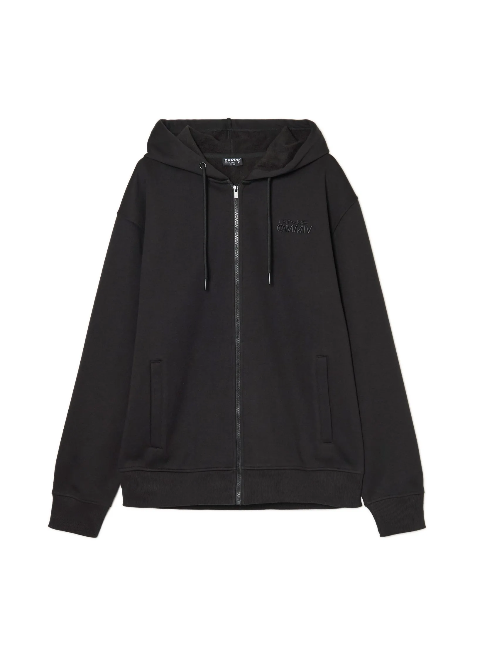 Outlet Czarna rozpinana bluza z kapturem Bluzy|Sety
