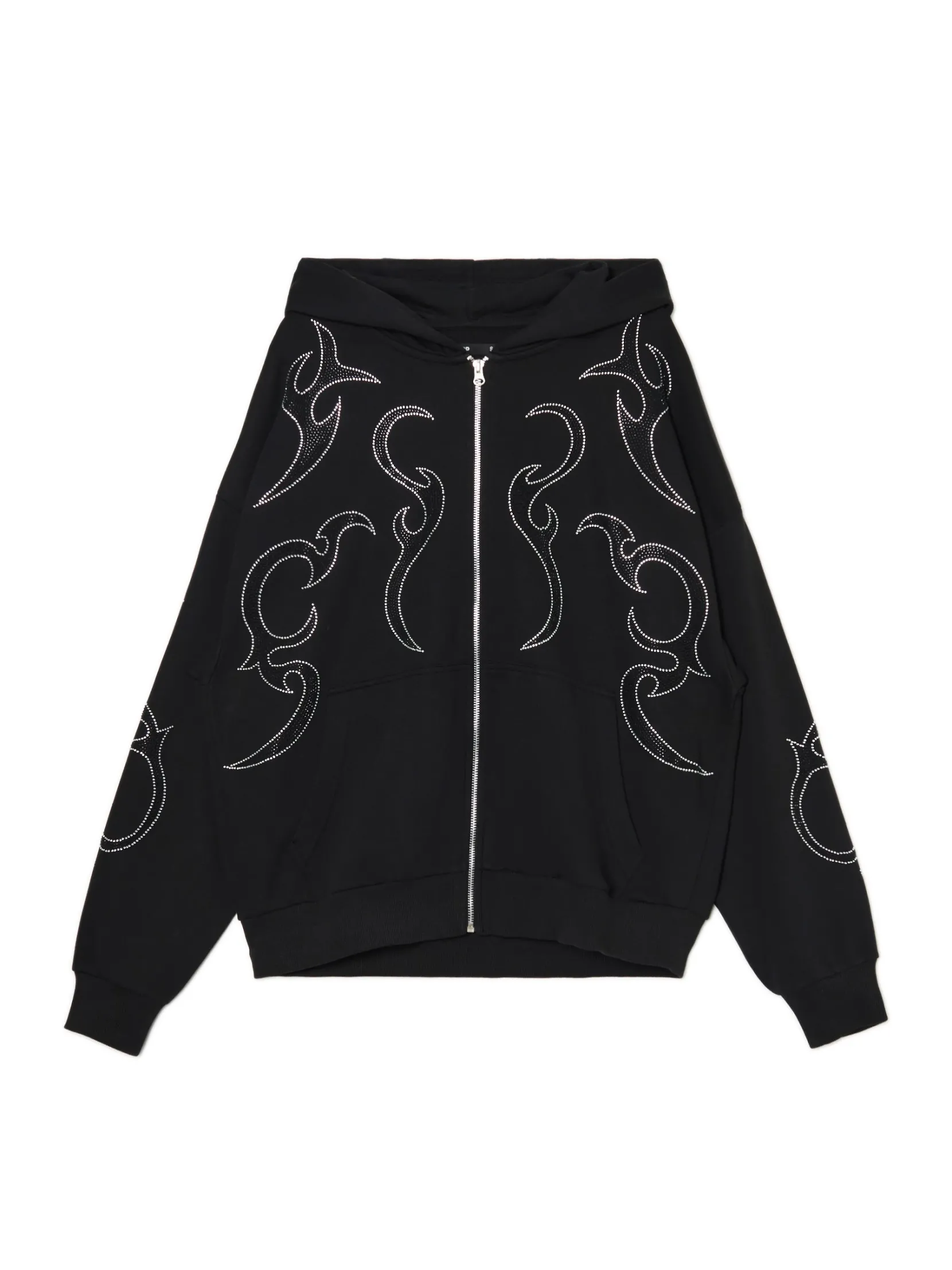 Sale Czarna rozpinana bluza z aplikacjami Bluzy