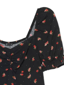 Discount Czarna sukienka midi w kwiaty Sukienki, Kombinezony