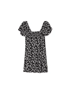 Fashion Czarna sukienka mini w stokrotki Sukienki, Kombinezony