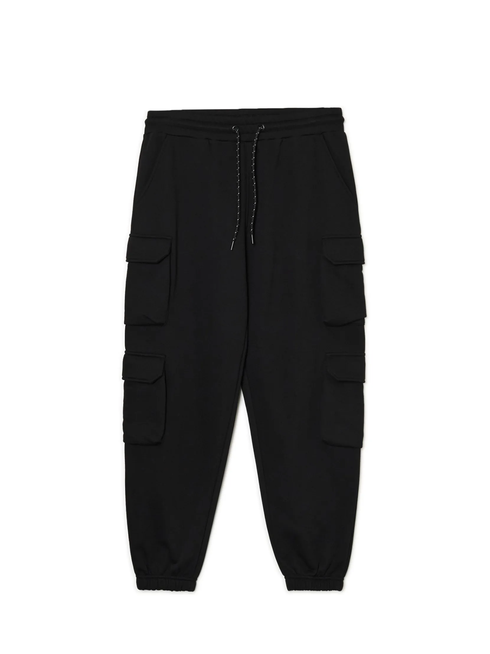 Fashion Czarne dresowe joggery z kieszeniami cargo Spodnie