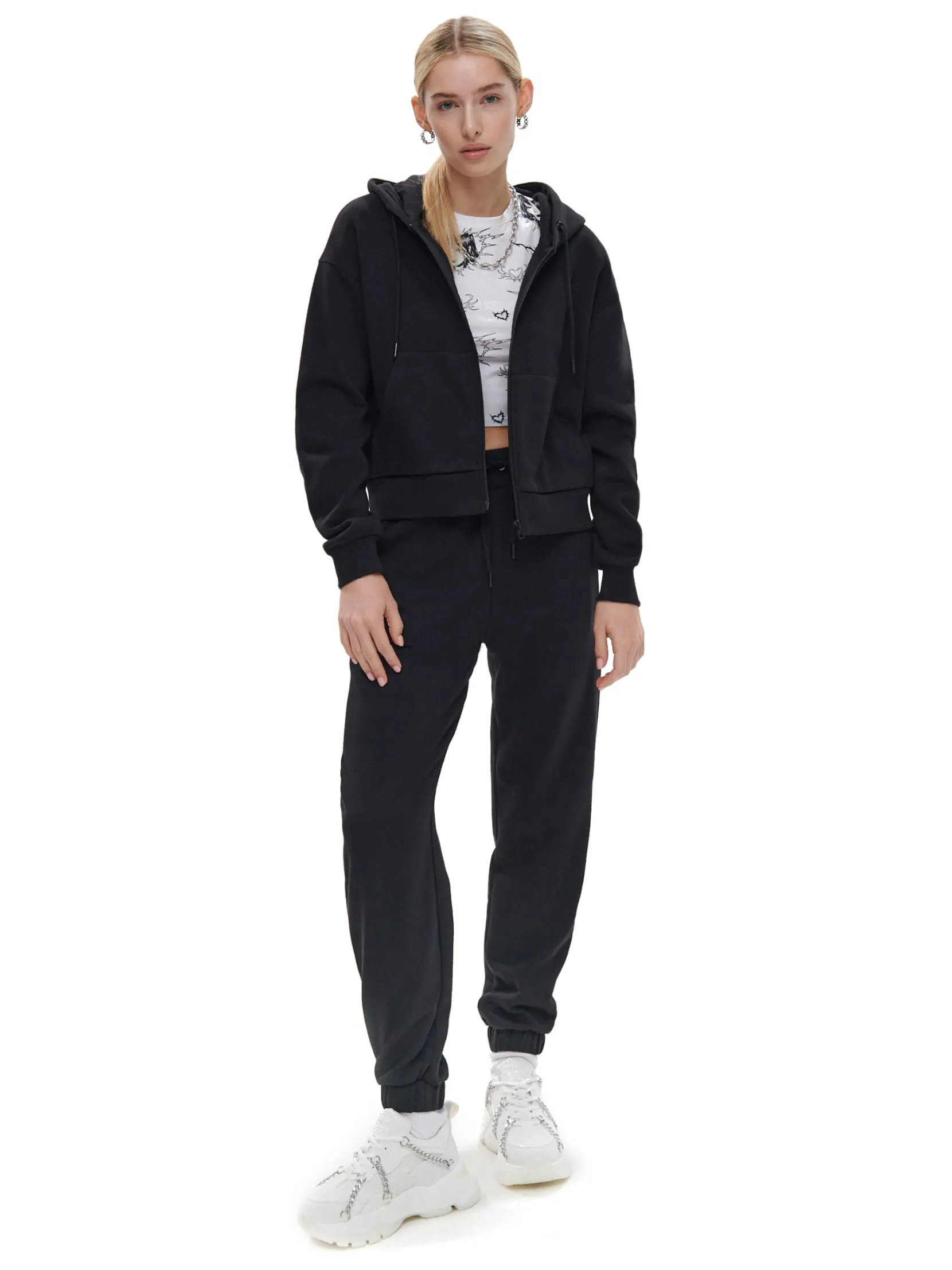 Clearance Czarne dresowe spodnie jogger Spodnie
