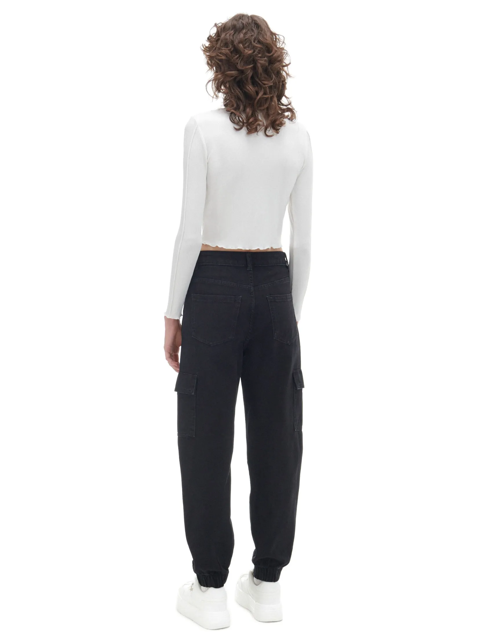 Fashion Czarne jeansowe joggery cargo Jeansy