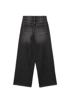 Outlet Czarne jeansy baggy z efektem sprania Jeansy