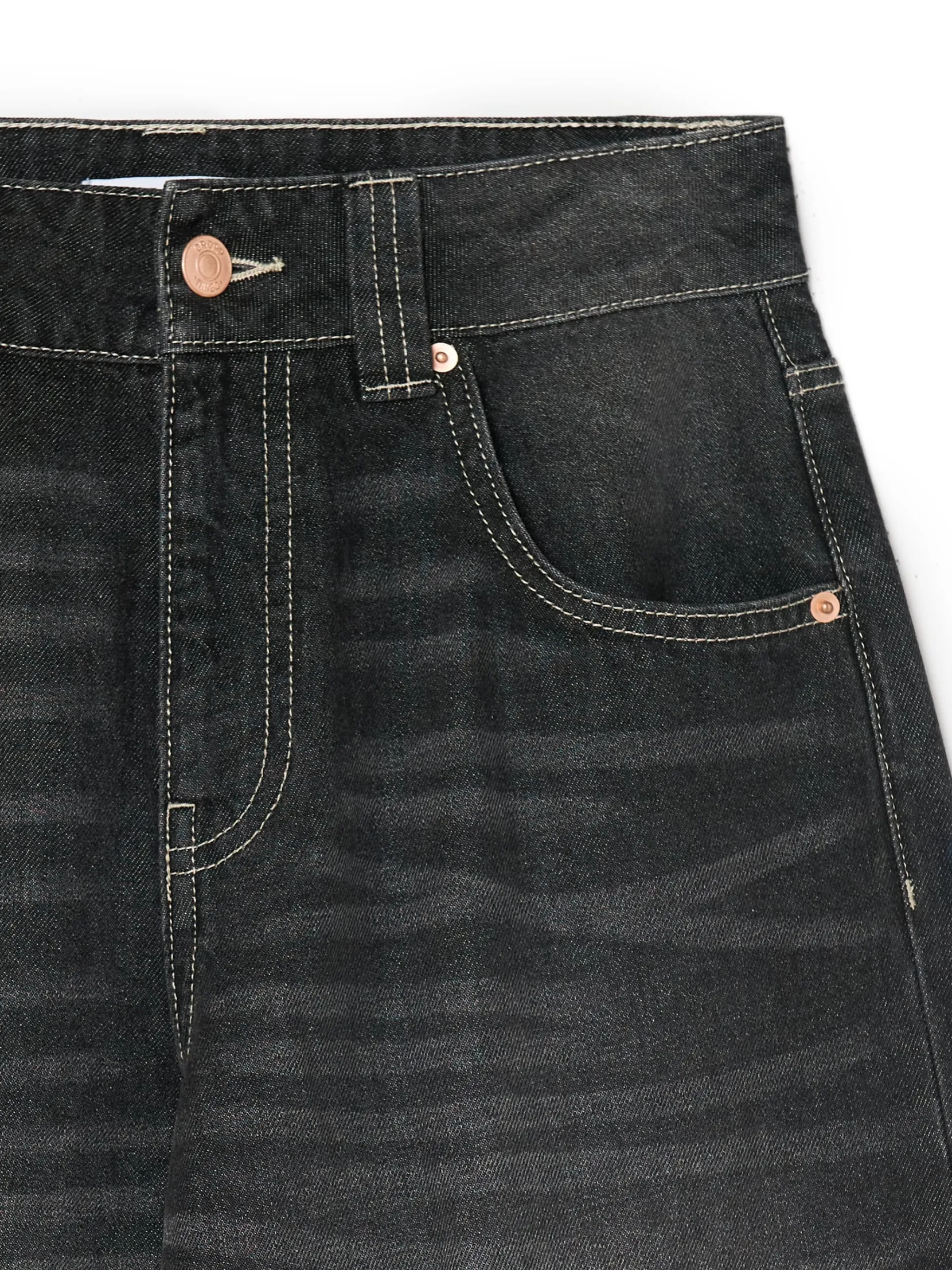 Outlet Czarne jeansy baggy z efektem sprania Jeansy