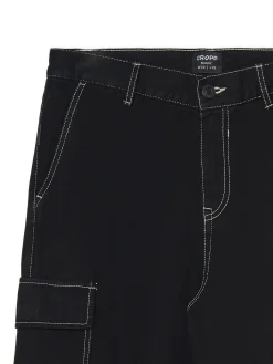 Outlet Czarne jeansy baggy z kieszeniami cargo Jeansy|Baggy