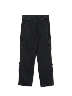 Online Czarne jeansy baggy z kieszeniami cargo Jeansy|Baggy