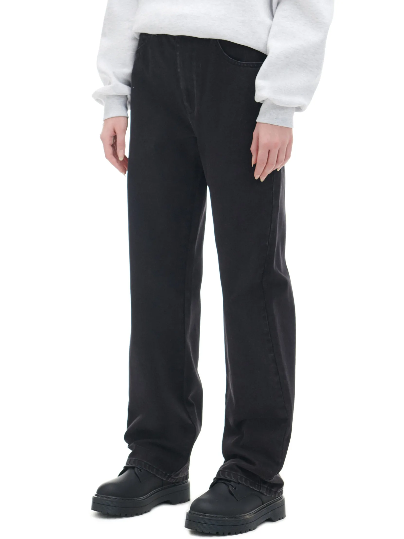 Clearance Czarne jeansy straight z efektem sprania Jeansy
