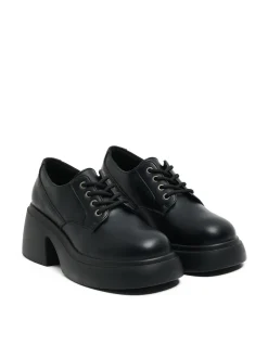 Discount Czarne loafersy z imitacji skóry Półbuty