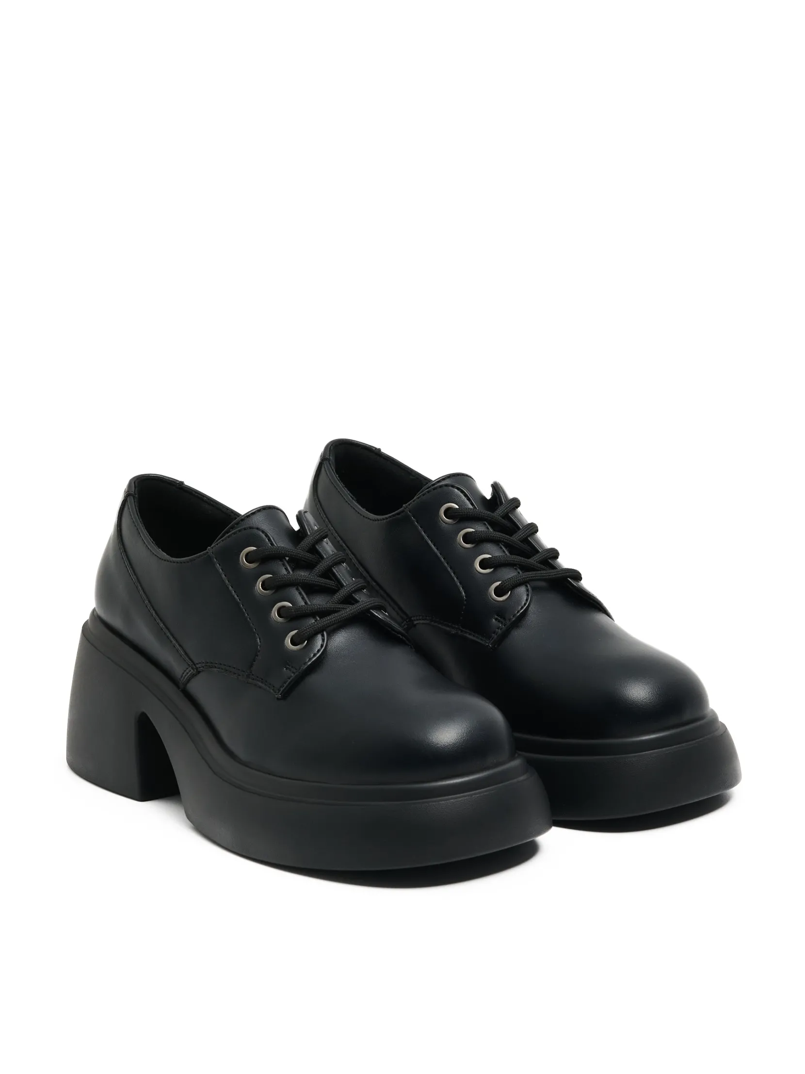 Discount Czarne loafersy z imitacji skóry Półbuty