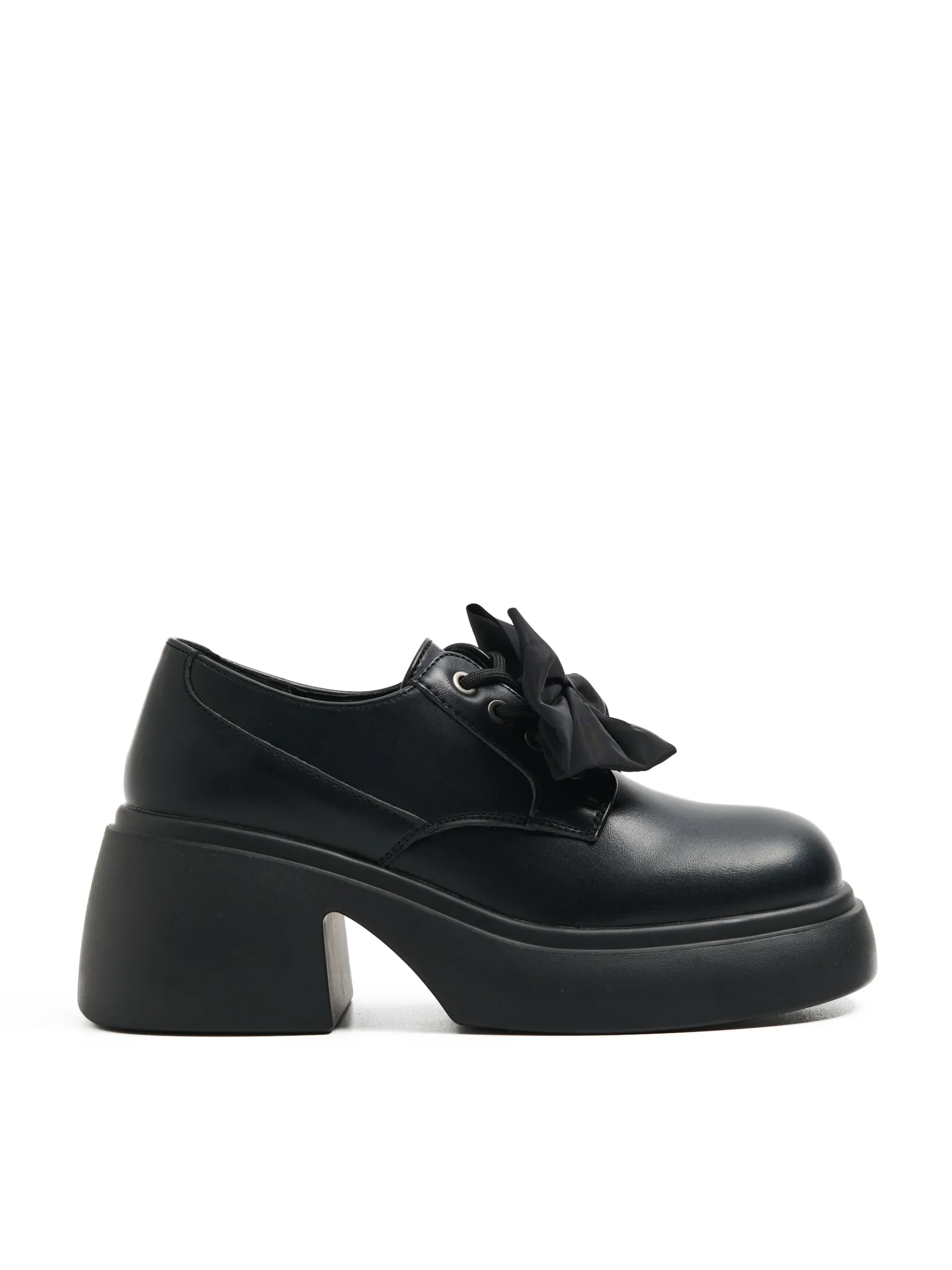 Fashion Czarne loafersy z kokardami Półbuty