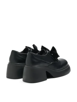 Fashion Czarne loafersy z kokardami Półbuty