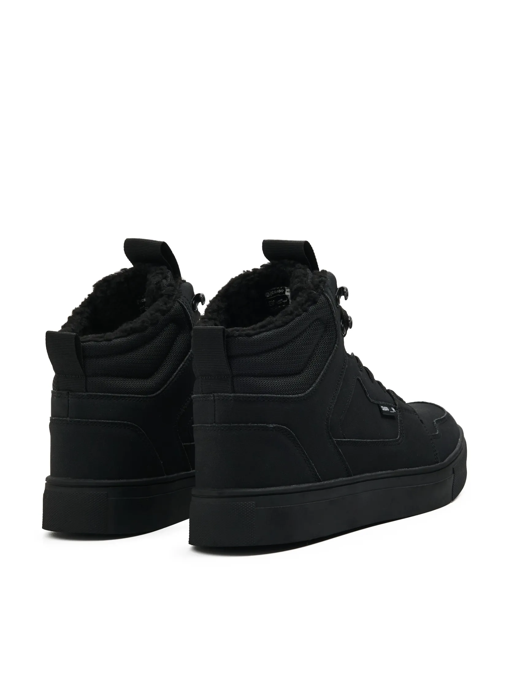 Fashion Czarne sneakersy ze sztucznym barankiem Sneakersy|Za Kostkę