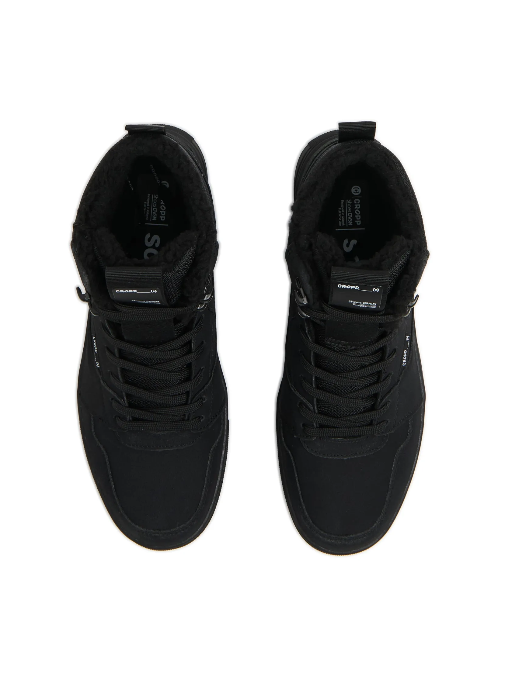 Fashion Czarne sneakersy ze sztucznym barankiem Sneakersy|Za Kostkę