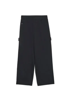 Discount Czarne spodnie baggy z diagonalu Spodnie