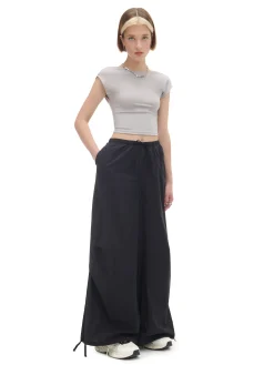 Online Czarne spodnie wide leg Spodnie