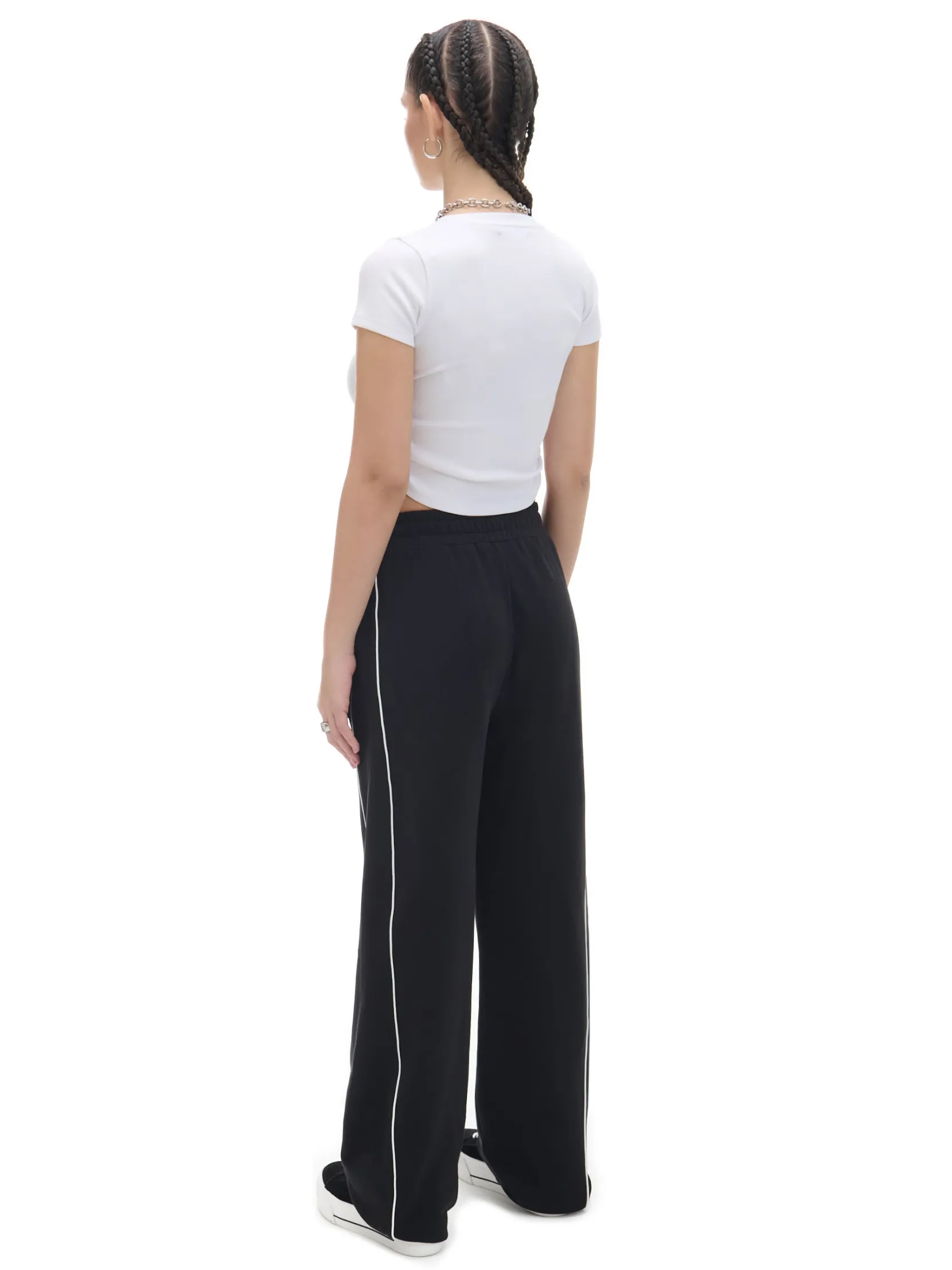 Fashion Czarne spodnie wide leg z wysokim stanem Spodnie